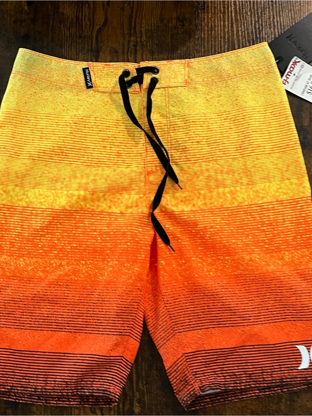 Hurley Men's Yellow to Orange Ombre Board Shorts